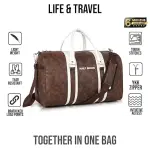 Half Moon 35L Travel Duffle | Stylish & Spacious Weekender Premium Vegan Leather Duffle Bag for Travel for Men and Women