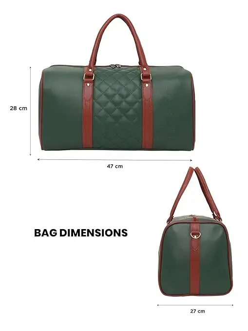 Fur Jaden Vegan Leather Sustainable & Durable Holiday Travel Duffle Bag 30L Storage Weekender Cabin Bag Gym Bag for Men and Women (Green)