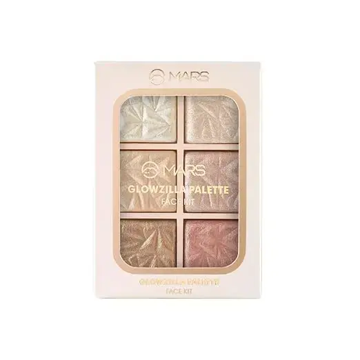 MARS Glowzilla 6 Colour Highlighter Palette | Ultra Blendable & Long Lasting | Blinding Glow (12.0gm) (Shade-02)