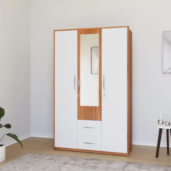 Nilkamal-Eternal 3 Door Wardrobe with Mirror (Teak Finish)