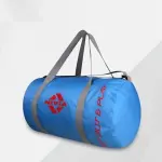 NIVIA Enfold-01 Round Bag Polyester, Unisex Gym Bags, Shoulder Bag with Separate Shoes Compartment, Carry Gym Accessories, Sports Kit (Blue,Grey),Capacity-22 litres