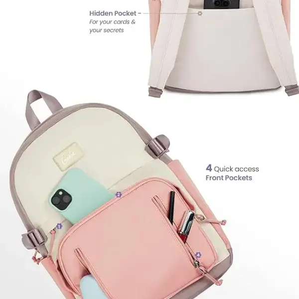 Genie LIT Backpack for Women & Girls with 14" laptop compartment| College bag for Women & Girls| 6 zips with Secret Pocket
