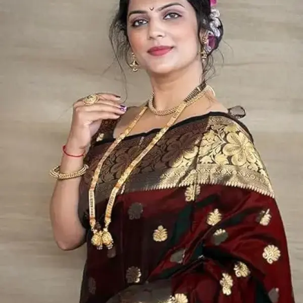 Women's Pure Soft Kanjivaram Silk Saree For Wedding Banarasi Style Sari With Blouse Piece