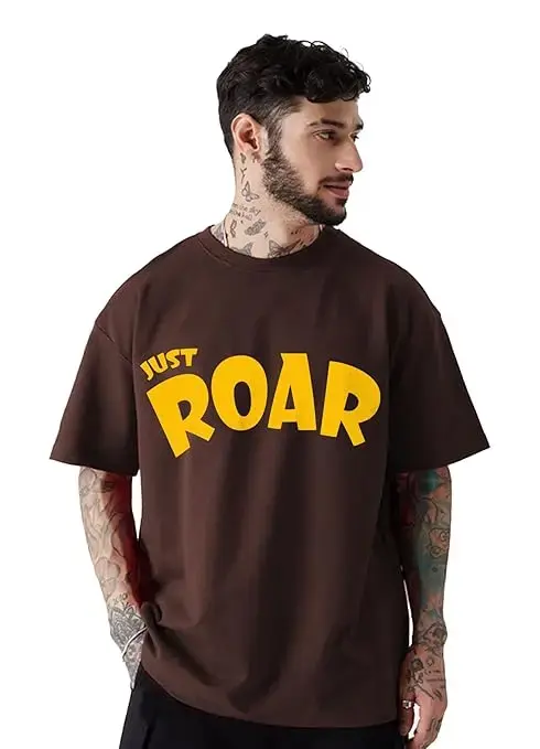 Men's Cottonblend Oversized Half Sleeve Round Neck Regular Fit T-shirt