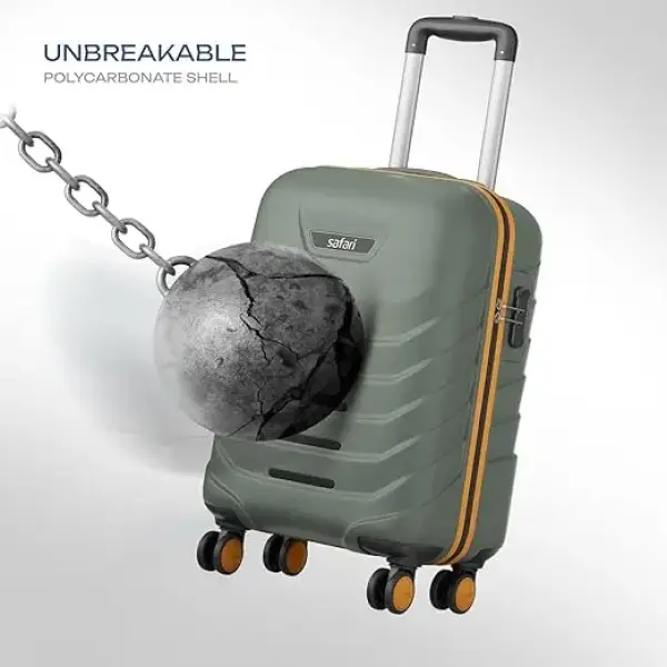 Safari Crescent 8 Wheels 56cm Small Cabin Trolley Bag Hard Case Polycarbonate 360 Degree Wheeling System Luggage
