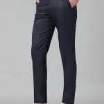 Men's Solid Ankle Length Flat Front Straight Slim Fit Casual Skinny Stretch Chinos Dress Business Pant