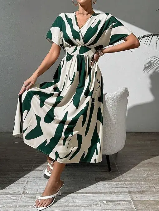 Leriya Fashion Printed Maxi Dress for Women – Trendy Long One Piece Summer Outfit