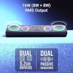 ZEBRONICS Astra 35, Portable Bluetooth Speaker, 16 Watts, Upto 8h Backup, Dual Drivers + Dual Passive Radiators