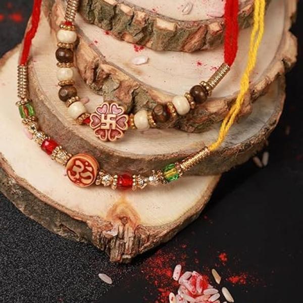 Rakhi for Brother and Bhabhi Rakhi Set of 2 Jewellery Bracelet Rakhi Combo for Brother, Rakhi Gift for Bhaiyya/Bhai | Rakhi with Roli Chawal