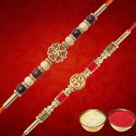 Rakhi for Brother and Bhabhi Rakhi Set of 2 Jewellery Bracelet Rakhi Combo for Brother, Rakhi Gift for Bhaiyya/Bhai | Rakhi with Roli Chawal